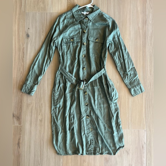 Time and Tru Button Up Green Cargo Dress - Picture 1 of 7